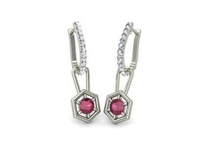 Rhodium Plated CZ Studded Gemstone Earring